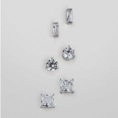 Sterling Silver 3-Piece CZ Stud Pack Glitter Suit, Fine Silver Jewelry, Make Beauty, Holiday Gift Sets