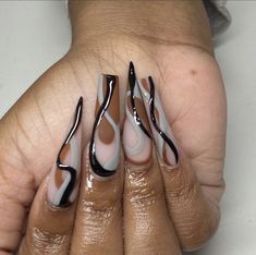 Extra Birthday Nails Long, Marble Nails Acrylic, Birthday Nails Long, Grey Nail Art, Grey Nail, Extra Birthday Nails, Brown Acrylic Nails, Drip Nails, Pedicure Designs