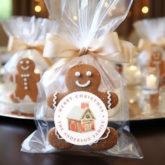 gingerbreads wrapped in cellophane and tied with ribbon