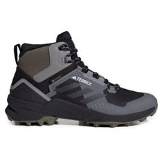 a pair of grey and black hiking shoes on top of a white background with the words trek