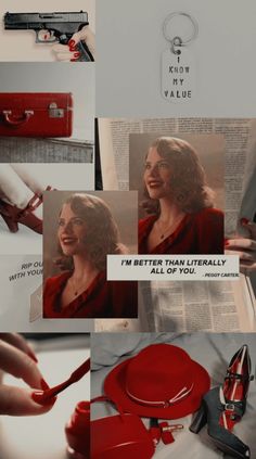 a collage of photos with red accessories and text that reads, i'm better than literally all of you