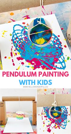 an art project for kids to make with paint and paper is shown in the process of painting