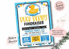 a flyer for a fundraiser event featuring a rubber ducky