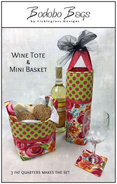 wine tote and mini basket sewing pattern