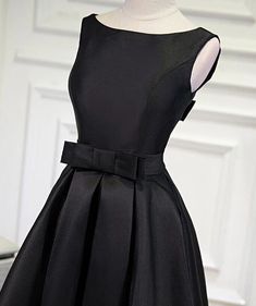 Lovely Simple Black Satin Knee Length Party Dress, Prom Dress Black Satin Dress For Banquet, Black Satin Evening Dress For Party Season, Black Sleeveless Mini Dress For Prom Season, Black Sleeveless Mini Dress For Prom, Black Sleeveless Mini Dress For Banquet, Black Satin Mini Dress For Prom Season, Black Satin Knee-length Mini Dress, Spring Black Satin Evening Dress, Black A-line Mini Dress For Banquet