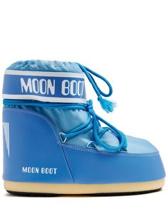 blue logo print to the side water-repellent padded design round toe front lace-up fastening top drawstring fastening flat sole Moon Boot, Low Boots, Moon Boots, Blue Logo, Boot Shoes Women, Logo Print, Repellent, Water Repellent, Lace Front