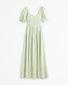 Flattering short-sleeve maxi dress in our classic poplin fabric, featuring a comfortable smocked bodice and on-trend puff sleeves. Smocked Maxi Dress, Short Sleeve Maxi Dresses, Green Print, Maxi Dress With Sleeves, Poplin Fabric, Womens Maxi Dresses, Puff Sleeves, Women's Dresses, Abercrombie Fitch