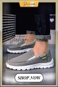 Men Canvas Casual Breathable Footwear Plus Size Flat Shoes Gray Slip-on Sneakers With Round Toe For Summer, Breathable Comfortable Canvas Shoes For Outdoor, Slip-on Canvas Shoes With Rubber Sole For Outdoor Activities, Slip-on Canvas Shoes With Rubber Sole For Outdoor, Casual Slip-on Canvas Shoes For Outdoor, Casual Breathable Slip-ons For Outdoor, Gray Slip-on Sneakers, Gray Non-slip Slip-ons With Round Toe, Casual Breathable Slip-on Canvas Shoes