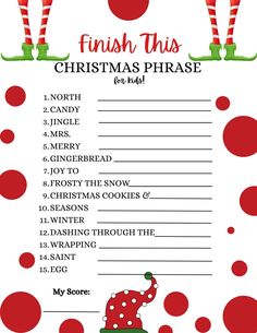 a printable christmas phrase for kids to use on their own holiday wish list, with red and green polka dots