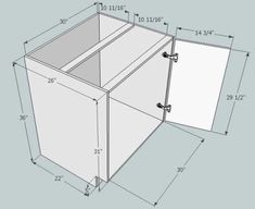 a drawing of a cabinet with measurements for the doors and drawers on each side is shown