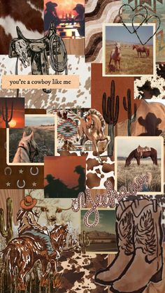 a collage of cowboy images and words