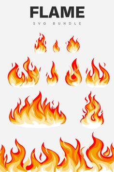 a set of fire flames with different shapes and sizes