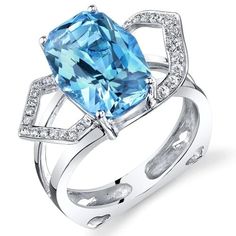 Swiss Blue Topaz Diamond Ring 14K White Gold | R61702 | Peora.com Promise Land, Topaz Diamond Ring, Topaz And Diamond Ring, Jewelry Questions, Swiss Blue Topaz Ring, Luxurious Jewelry, Expensive Jewelry, Swiss Blue Topaz, Shiny Things