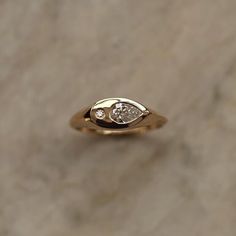 Pear And Round Moissanite Daily Wear Ring For Her Teardrop Signet 14K Gold Ring Signet Rings Women Vintage, Signet Engagement Rings, Signet Rings Women, Gold Signet Ring, Round Moissanite, 14k Gold Ring, Recycled Gold, Rings For Her, Gold Engagement Rings