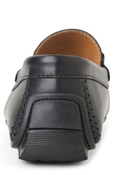 A glinting bit elevates a casual moc-toe loafer set atop a leather-lined footbed and grippy rubber sole. Slip-resistant sole Leather upper and lining/rubber sole Made in Italy Slip-on Round Toe Driving Moccasins, Slip-on Moc Toe Loafers For Driving, Black Round Toe Moccasins For Driving, Black Moc Toe Boat Shoes With Rubber Sole, Leather Moccasins With Removable Insole For Driving, Black Leather Plain Toe Boat Shoes, Leather Sole Slip-on Driving Moccasins, Black Leather Boat Shoes Plain Toe, Leather Sole Slip-on Moccasins For Driving