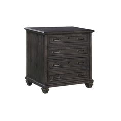 a dark wood dresser with three drawers