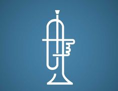 a trumpet icon on a blue background