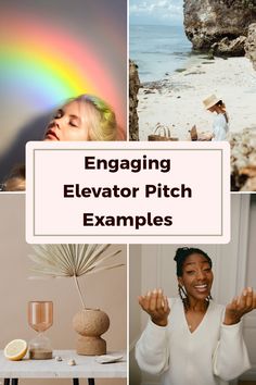 Explore engaging Elevator Pitch Examples in this pin that includes tips on crafting your unique Speech and techniques for overcoming Fear of Public Speaking. It uses 4 vibrant images to visualize success!