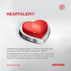 an ad for the world heart day with a red heart on it's side