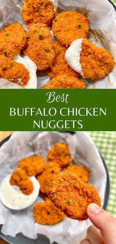 buffalo chicken nuggets with ranch dressing in a bowl