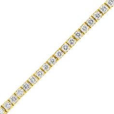 Dress her wrist in the wearable luxury of this sparkling diamond tennis bracelet. Crafted in warm 14K gold, this beautiful streamlined design features dazzling round diamonds, each with a color rank of I and clarity of I1. Captivating with 4 ct. t.w. of diamonds and a bright polished shine, this stylish 7.0-inch tennis bracelet closes securely with a box clasp. Textured Bracelet, Sparkly Bracelets, Diamond Tennis Bracelet, Sterling Bracelets, Sparkling Diamond, Box Clasp, Fine Jewelry Bracelets, Pretty Bracelets, Tennis Bracelet Diamond