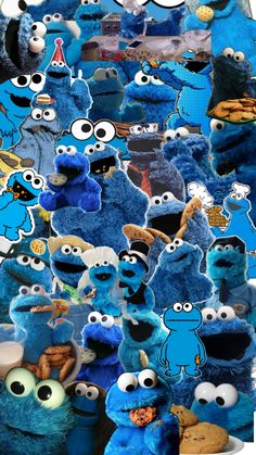 an image of many different blue sesame characters