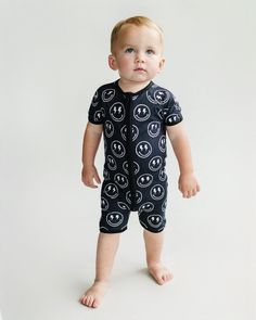 Our bamboo short romper is the perfect blend of style, softness, + functionality for your little bundle of joy. Your little one will stay cozy + comfortable, whether it's playtime, nap time, or cuddle time. Oh-so-soft + stretchy The 2-way zipper makes diaper changes a breeze 95% viscose from bamboo; 5% spandex Suggested delicate wash + hang to dry Not treated with flame retardants Designed with a snug fit for safety Cuddle Time, Baby Sleep Sack, Short Romper, Baby Swimming, Holiday Baby, Bundle Of Joy, One Piece Swim, Kids Sleepwear, Hats For Sale