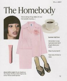 a magazine ad for the home body featuring an image of a woman's outfit and shoes