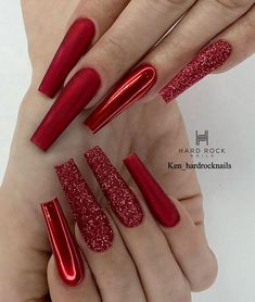 Red Glittery Nails, Rock Nails, Sharp Nails, Glittery Nails, Makeup Blogger, Birthday Nails, Makeup Forever, Nail Pro, Nails Magazine