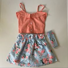 Cute Two-Piece Floral Set Nwot Never Been Used. May Able To Fit 2t-3t Color: Coral & Baby Blue Color May Vary Due To Lighting Pet/Smoke Free Environment All Sales Final No Returns/Refunds Not Responsible For Lost Packages U.S. Shipping Only Ship Items Within 3 Business Days, Not Including Holidays & Weekends #Shein Playful Light Blue Sets For Spring, Casual Spring Sets For Playdate, Casual Spring Playdate Sets, Fitted Casual Sets For Playdate, Orange Outfits, Baby Blue Color, Orange Outfit, Floral Set, Baby Blue Colour