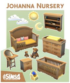 an image of a baby's nursery room with furniture and items for the dollhouse