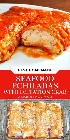 Crab Enchiladas Recipe, Meat Enchiladas, Seafood Enchiladas, Easy Enchilada Recipe, Crab Recipe, Mexican Food Dishes