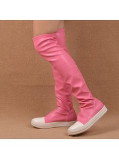 Women's Black Fashionable Elegant Round Toe Thick Bottom Over-The-Knee Elastic Boots Pink         Women Shoes, size features are:Bust: ,Length: ,Sleeve Length: Spring Knee-high Synthetic Platform Boots, Synthetic Knee-high Boots For Spring, Knee-high Synthetic Boots For Spring, Spring Faux Leather Knee-high Boots With Round Toe, Knee-high Faux Leather Boots For Spring, Casual Faux Leather Knee-high Boots For Spring, Fitted High-top Casual Platform Boots, Fitted Synthetic Knee-high Boots With Round Toe, Casual Fitted High-top Platform Boots