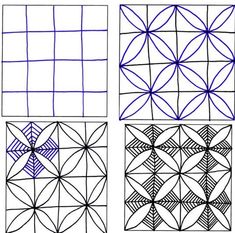 four squares with different patterns on them