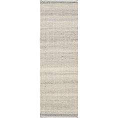 the runner rug in white and grey is shown on a white background with a black stripe