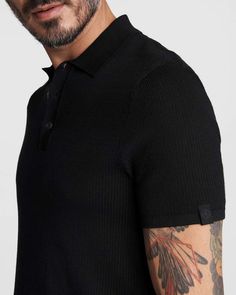 The perfect warm weather essential, Harvey is a fully-fashioned knit polo with a retro-inspired stitch. Pair this classic fit polo with your favorite jeans for an elevated summer look. rag & bone Men's Classic Fit Polo Shirt | Black, Small (also in XS,L,XL). Polo Classic, Rag & Bone, Retro Inspired, Favorite Jeans, Fashion Advice, Warm Weather, Summer Looks, Mens Polo, Black Shirt