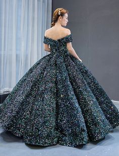 Ball Gown Party Dress Luxurious Sparkle Quinceanera Formal Evening Birthday Dress Off Shoulder Sleeveless Sequined with Pleats Sequin Sequin Ball Gown, Dress Off Shoulder, Dresses Quinceanera, Evening Dresses Cocktail, Birthday Dress, Quinceanera Dresses, Birthday Dresses, Ball Dresses, Cocktail Dress Party