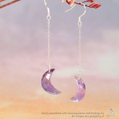 Discover the celestial beauty of amethyst with these stunning moon drop earrings. Crafted with a faceted crescent moon amethyst gemstone and solid sterling silver, these earrings exude elegance and sophistication. The light purple shade of the amethyst is ethically sourced and wire-wrapped to the chain using sterling silver wire. Elevate your everyday look or gift to someone special with these dazzling amethyst moon drop earrings. Materials: 925 sterling silver, amethystDimensions: 2.6 x 0.40 in Moon Drop, 925 Sterling Silver Chain, Fine Jewelry Collection, Amethyst Gemstone, Purple Amethyst, Crescent Moon, Silver Wire, Light Purple, Solid 925 Sterling Silver