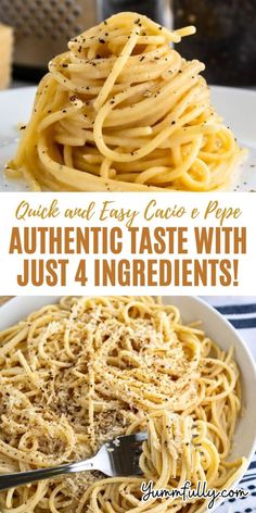 Italian cuisine is simple yet elegant, and making an amazing gourmet-tasting meal using only pantry staples is what truly sets it apart. Cacio e Pepe is a quick, easy, 4-ingredient one-pot meal that can be easily changed by varying the ingredients and add-ons. Cheese Tasting, Fettuccine Alfredo, 4 Ingredient, Quick Dinner Recipes, Pantry Staples, Minestrone, Delicious Dinner Recipes, Linguine, Quick Snacks