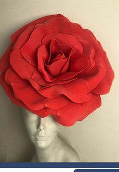 "Floral Headpiece- Red Rose- Garden Party- Derby Day- Wedding -Tea party Hello,  This 15-16\"wide foam rose flower is on a headband covered with satin ribbon. Perfect of an all-red party, wedding tea party or Derby. One size fit all. On a Black Headband and is adjustable and made with new technology so it's a bendable and you'll never have a headache because you can adjust it to any size I am based in the NYC metropolitan area where I started with a shop in Soho.  I've been making hair pieces ov Lilac Fascinator, Ivory Fascinator, Pink Fascinator, Rose Hat, Feather Wedding, Wedding Tea, Tea Party Hats, Fascinator Headband, Foam Roses