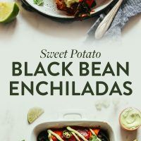 the cover of sweet potato black bean enchiladas