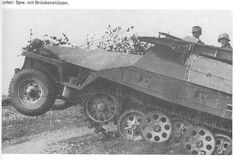 A SdKfz 251/7-1 assault engineer version with it assault bridge ramps mounted on the vehicle upper sides. Panzer Tank, Light Armor, Dieselpunk Vehicles, Panther Tank