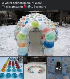 several pictures of different types of balloons in the snow, including one for each balloon