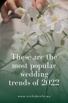 a person holding flowers with the words, these are the most popular wedding trends of 2012