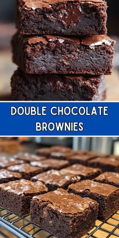 double chocolate brownies stacked on top of each other