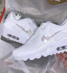 Pinterest Womens Air Max 90, Sick Shoes, 90 Shoes, Swarovski Nike, Nike Air Max 90s, Bedazzled Shoes, Bling Converse, Air Max 90s