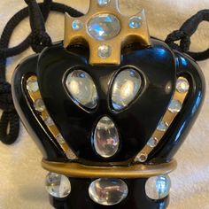 This Rare Handmade Wooden Crown Purse With Swarovski Rhinestones Is Signed By The Designer, Timmy Woods Of Beverly Hills. The Cocktail Purse Has Never Been Used. Very Good Condition Inside And Out. The Front And Back Are Pictured Above. This Purse Is No Longer In Circulation. The Purse Is Black And Gold With Rhinestones. Two Stones Were Replaced. The Purse Is Made Of Wood And Hand Carved. The Purse Is 6 1/2 " Long And 3" Wide. A Fabulous Cocktail Purse! This Is A Limited And Rare Edition. Crown Purse, Wooden Crown, Minimalist Purse, Mickey Mouse Bag, Louis Vuitton Eva, Coin Purse Keychain, Vintage Crown, Crystal Bags, Leather Belt Bag