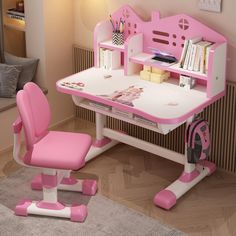 a child's desk and chair in a room