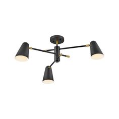 three light black and gold ceiling fixture