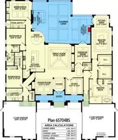 the floor plan for this house is very large and has two pools on each side